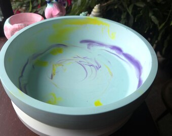 Handmade Decorative Eco Resin Bowl – Unique Marbled Pastel Trinket Dish, Modern Home Decor, Colorful Catchall Bowl. Succulent dish. Unsealed