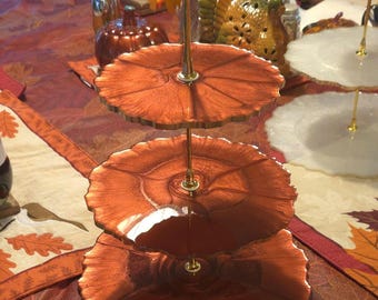 Tiered tray for hors d'oeuvres or desserts. Elegant, simple three levels.