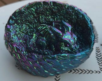 Handmade Dragon Nest – Mythical Decor, Gothic, Gift for Fantasy Lovers. Iridescent Dragon, Unique Gift, Dungeons and Dragons Decor, Fantasy.