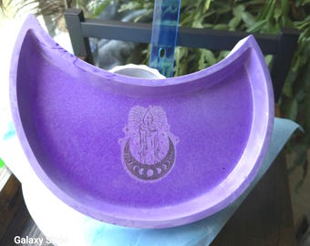 Purple Moon Altar Tray: Gothic Eco Resin Candle Dish