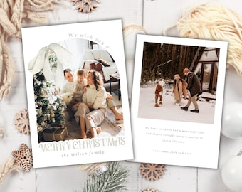 Bow Christmas Photo Card Template | Minimalist Holiday Card (Canva)