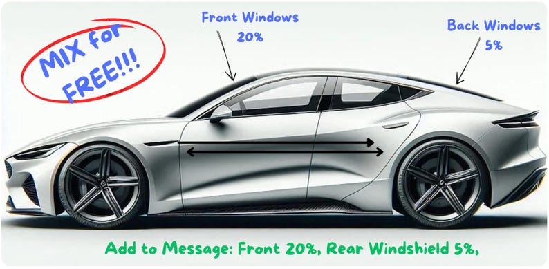Precut Window Tint for Honda, Custom Fit, UV Block(Please include, Year, Make, Model, Body Type) bild 2