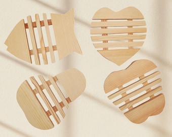 Handcrafted Pine Wooden Trivet | Simple Heat-Safe Kitchen Trivet in Assorted Shapes