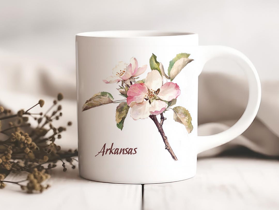 Arkansas State Flower Apple Blossom Watercolor Design Elegant Dried ...