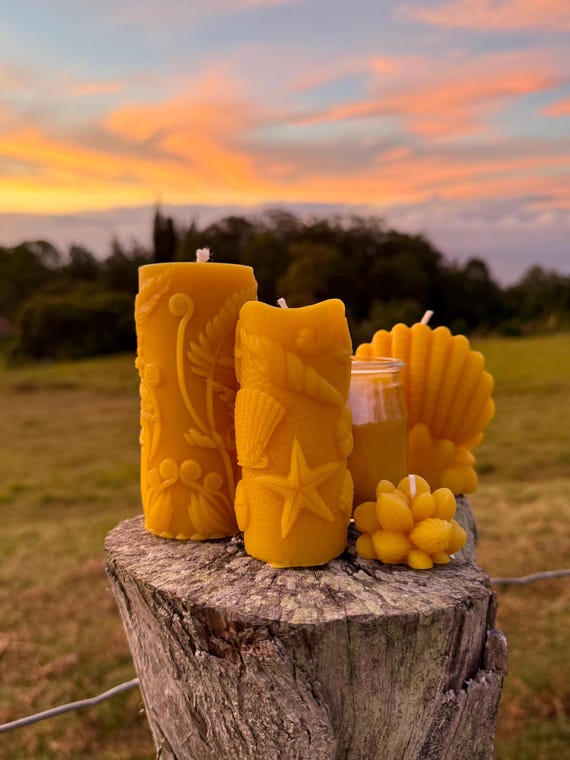 Organic Hawaiian Beeswax Candles. Beautiful Long Burning Hand Made Candles