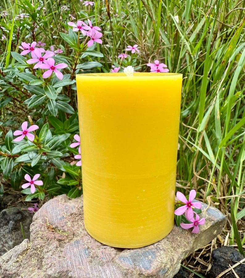 Organic Hawaiian Beeswax Candles. Beautiful Long Burning Hand Made Candles Plain Pillar