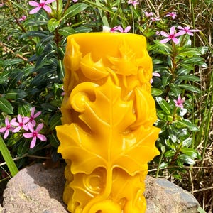 Organic Hawaiian Beeswax Candles. Beautiful Long Burning Hand Made Candles Leaf pillar