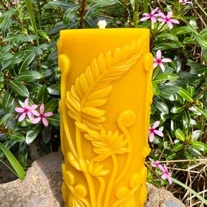 Organic Hawaiian Beeswax Candles. Beautiful Long Burning Hand Made Candles Fern Pillar