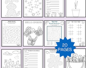 Spring activity printables, Spring game bundle, Printable activity for kids, Spring activity bundle for kids, Spring break activities
