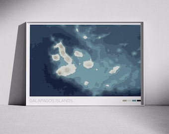 Galapagos Islands Map Print: Topographic Coastal Wall Art (Digital Download)