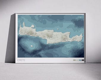 Crete Map Print: Topographic Coastal Wall Art (Digital Download)