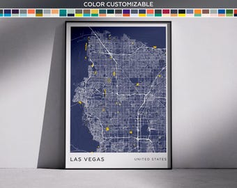 Las Vegas City Map Print: Modern Minimalist Wall Art (Digital Download)