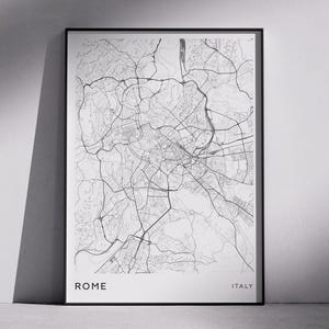 Rome Italy City Map | Modern Minimalist Printable Wall Art, Digital Download