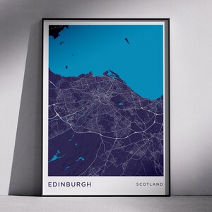 Conception de cartes de ville modernes d'ÉDIMBOURG en Écosse, art mural en téléchargement numérique, plans de la ville, cartes topographiques, cartes au design minimaliste, idée cadeau unique