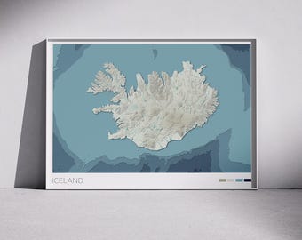Iceland Map Print: Topographic Coastal Wall Art (Digital Download)