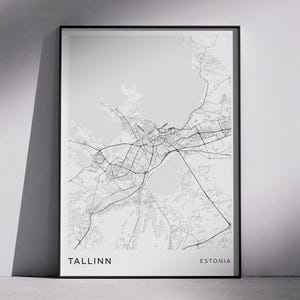 TALLINN Estland modern stadskaartenontwerp, digitale download kunst aan de muur, stadskaarten, topografische kaarten, minimalistische designkaarten, uniek cadeau-idee