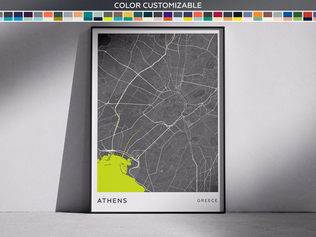 Athens City Map Print: Modern Minimalist Wall Art (digital Download) - Etsy