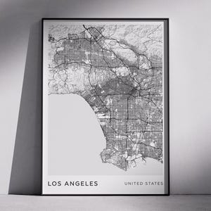 Los Angeles Map Print: Monochrome Minimalist Wall Art (Digital Download)