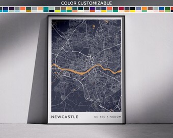 Newcastle City Map Print: Modern Minimalist Wall Art (Digital Download)