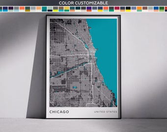 Chicago City Map Print: Modern Minimalist Wall Art (Digital Download)