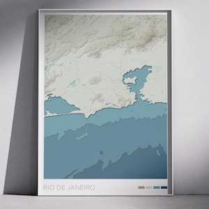 Rio de Janeiro Map | Sea & Stone Series, Printable Coastal Wall Art, Topographic Digital Download