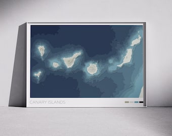 Canary Islands Map Print: Topographic Coastal Wall Art (Digital Download)