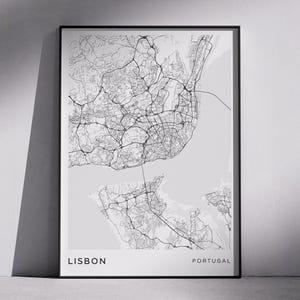 Lisbon Portugal City Map | Modern Minimalist Printable Wall Art, Digital Download