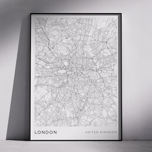 London Map Print: Monochrome Minimalist Wall Art (Digital Download)