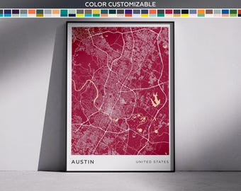 Austin City Map Print: Modern Minimalist Wall Art (Digital Download)