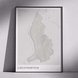 Conception de plans de ville modernes LIECHTENSTEIN, art mural en téléchargement numérique, plans de la ville, cartes topographiques, cartes au design minimaliste, idée cadeau unique