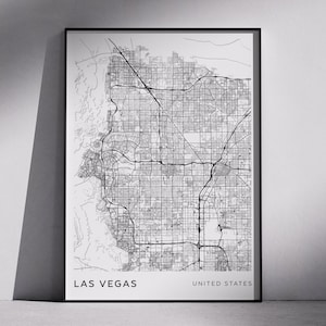 Las Vegas Map Print: Monochrome Minimalist Wall Art (Digital Download)