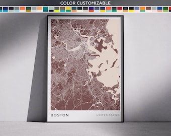 Boston City Map Print: Modern Minimalist Wall Art (Digital Download)