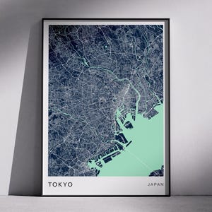 Conception de cartes de ville modernes de TOKYO Japon, art mural à téléchargement numérique, plans de la ville, cartes topographiques, cartes au design minimaliste, idée cadeau unique