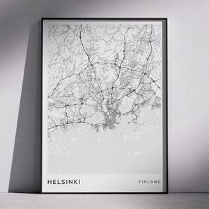 Conception de cartes de ville modernes HELSINKI Finlande, art mural à téléchargement numérique, plans de la ville, cartes topographiques, cartes au design minimaliste, idée cadeau unique