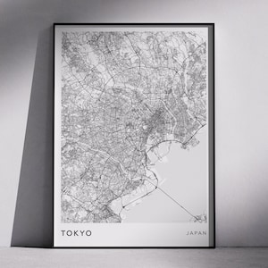 Tokyo Map Print: Monochrome Minimalist Wall Art (Digital Download)