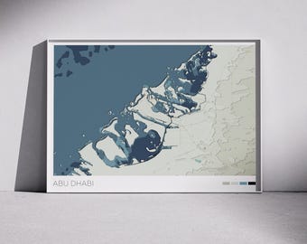 Abu Dhabi Map Print: Topographic Coastal Wall Art (Digital Download)