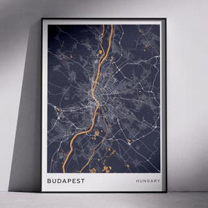 Conception moderne de cartes de ville de BUDAPEST, Hongrie, art mural de téléchargement numérique, plans de ville, cartes topographiques, cartes de conception minimaliste, idée de cadeau unique