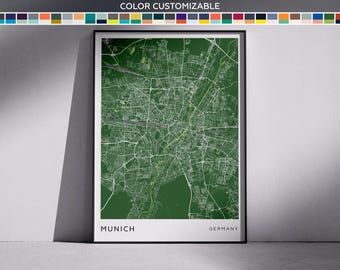 Munich City Map Print: Modern Minimalist Wall Art (Digital Download)