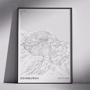 Diseño de mapas de ciudades modernas de EDIMBURGO, Escocia, arte mural de descarga digital, mapas de ciudades, mapas topográficos, mapas de diseño minimalista, idea de regalo única