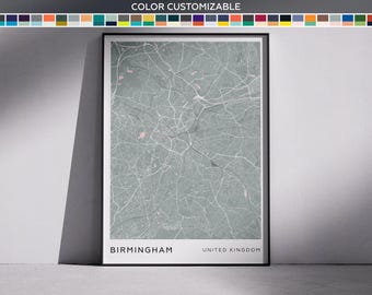 Birmingham City Map Print: Modern Minimalist Wall Art (Digital Download)