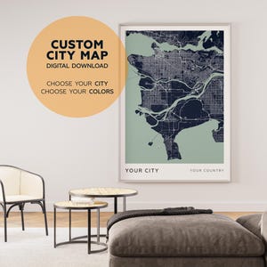 Custom City Map – Personalized Printable Wall Art, Digital Download Poster for Home or Gift