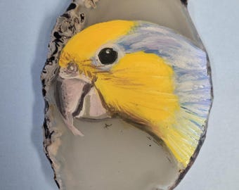 Yellow Faced Parrotlet Agate Pin #1