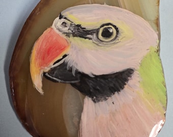Moustache Parakeet Agate Pin