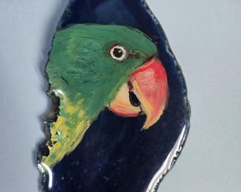 Great Billed Parrot Agate Pin
