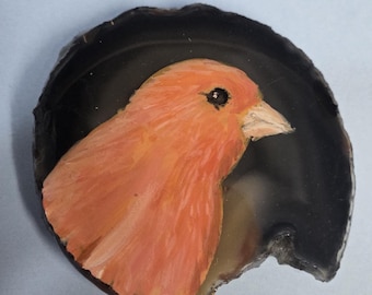 Red Factor Canary Agate Pin