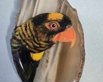 Dusky Lory Agate Pin