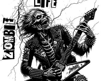 Zombie LIfe Brand Black T-Shirt White T-Shirt Print T-Shirt