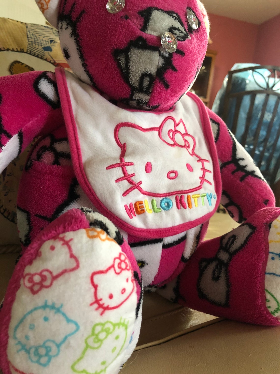 Hello Kitty Plush Teddy Bear Etsy