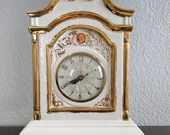 Vintage Landex Royal Craft Hollywood regency porcelain mantel clock/Lanshire T3 electric