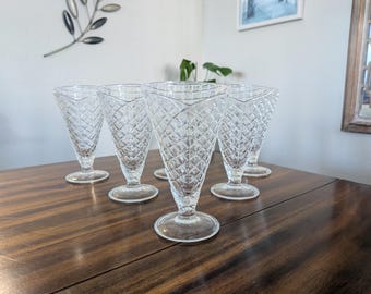 Bormioli Rocco "Cornetto" Ice Cream Sundae Glasses • Made in Italy • Vintage Set of 6